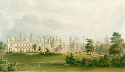 La facciata ovest, da Vedute del Royal Pavilion, Brighton di John Nash (1752-1835), 1826 da English School
